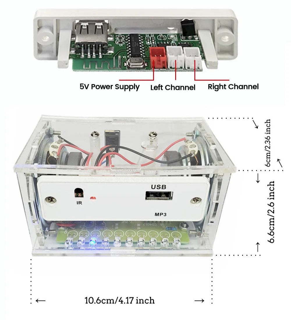 DIY Bluetooth Speaker Kit: 3W Stereo, Remote Control, USB Play