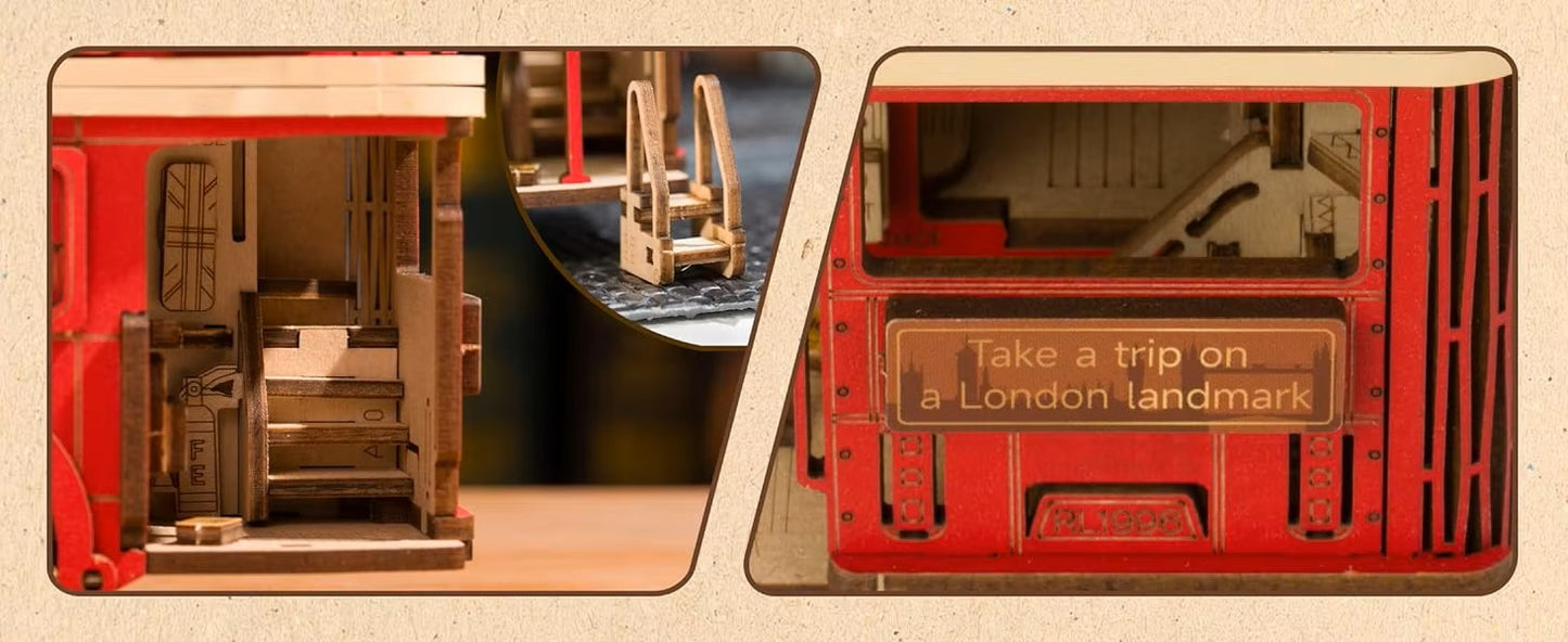 London Tour Bus 3D Puzzle: DIY Wooden Model for Collectors