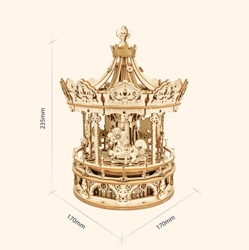 Wooden 3D Puzzle Carousel Music Box