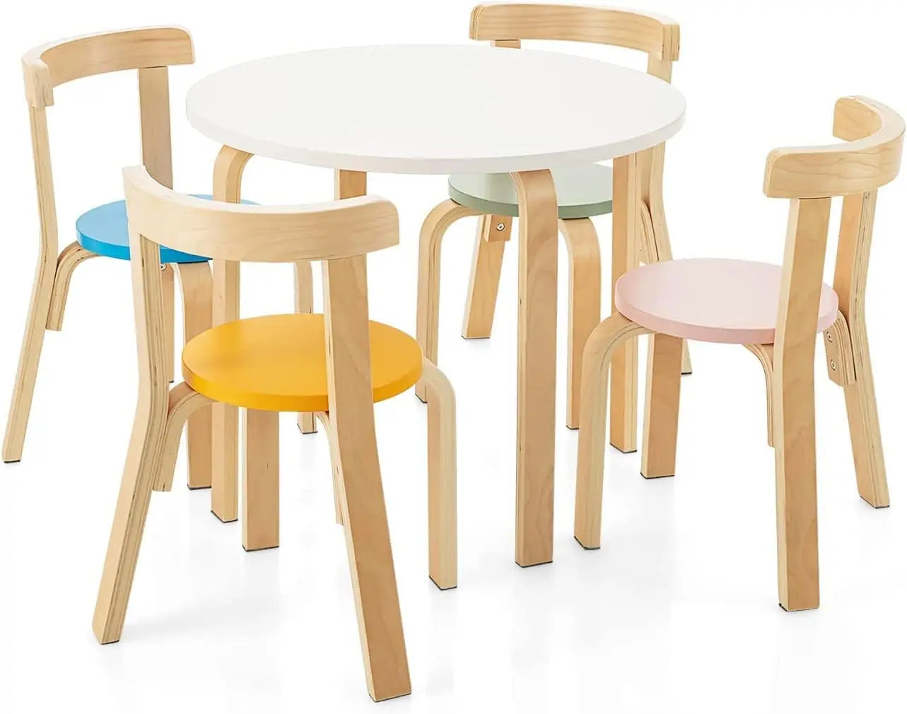 Bentwood Kids Table & Chairs - 5-Piece Set for Art & Play