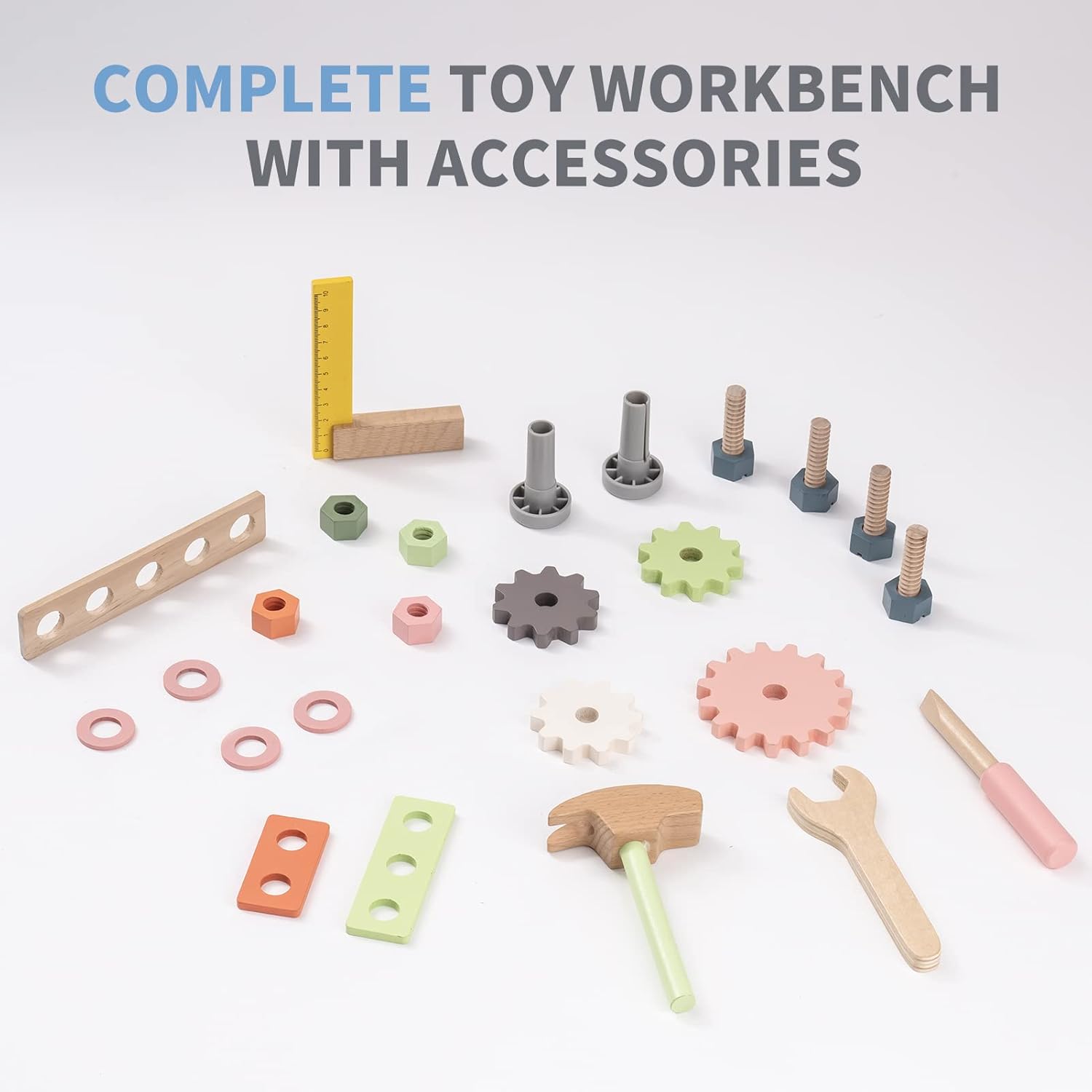 Kids Wooden Tool Set - Durable, Safe, Educational Fun