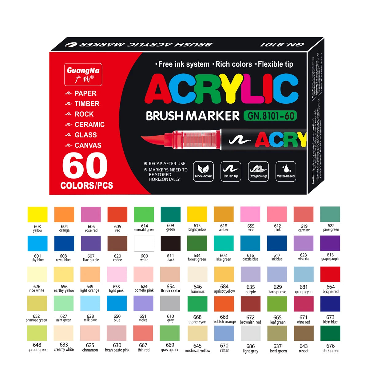 Waterproof Acrylic Paint Markers - Flexible Brush Tip Pens