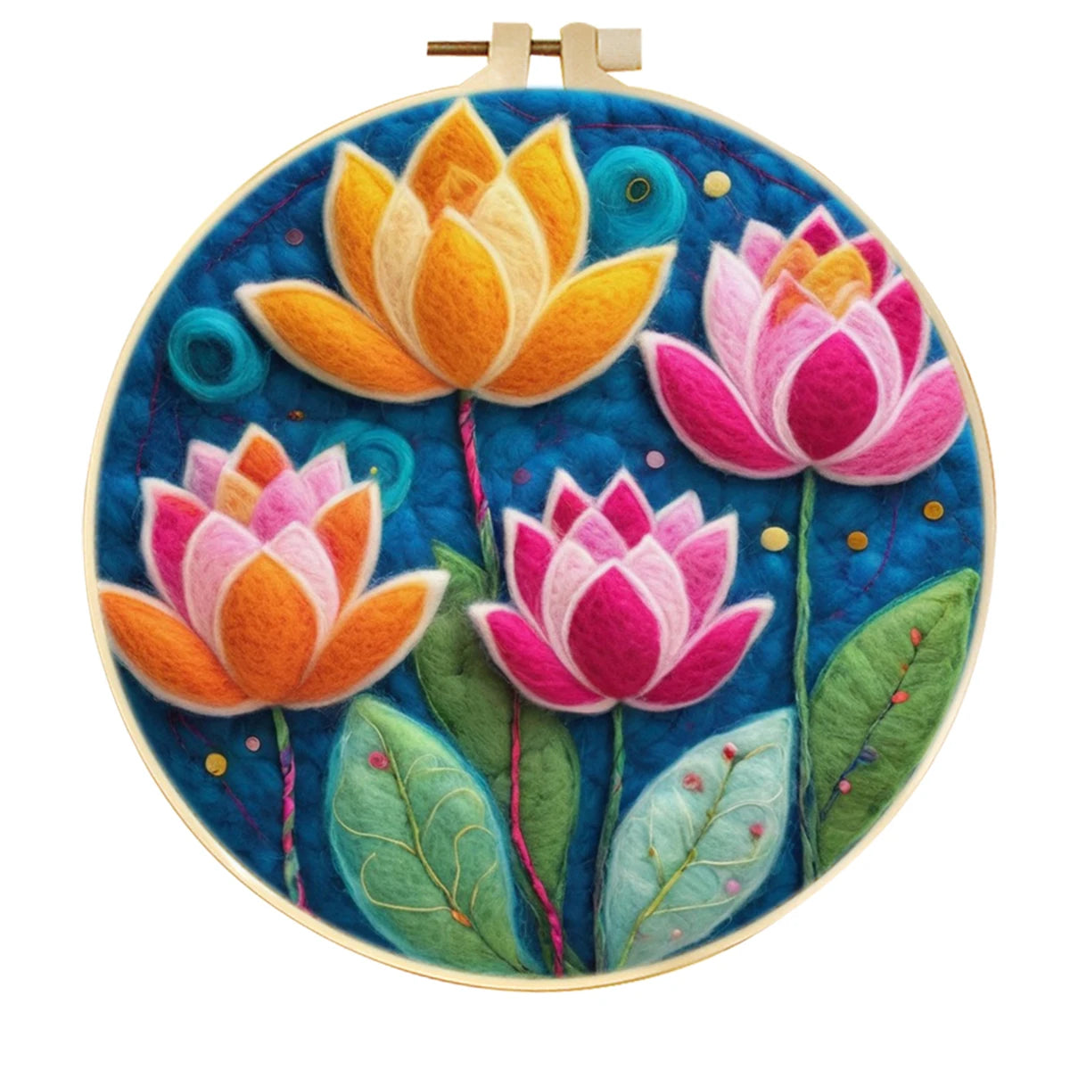 Flowers Pattern Wool Felting Kit: DIY Craft with Frame