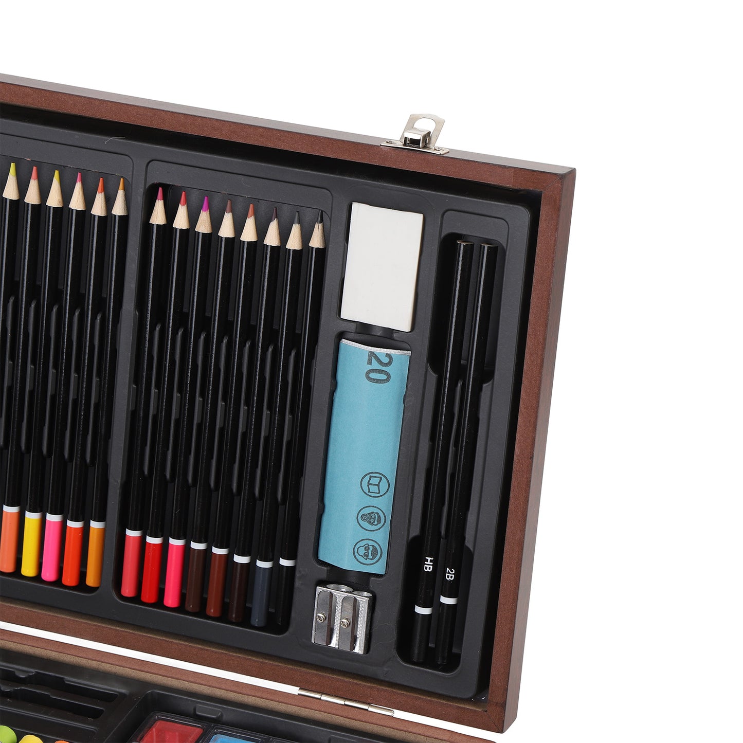 Wooden Art Set 142Pcs: Colored Pencils, Pastels, Crayons & More