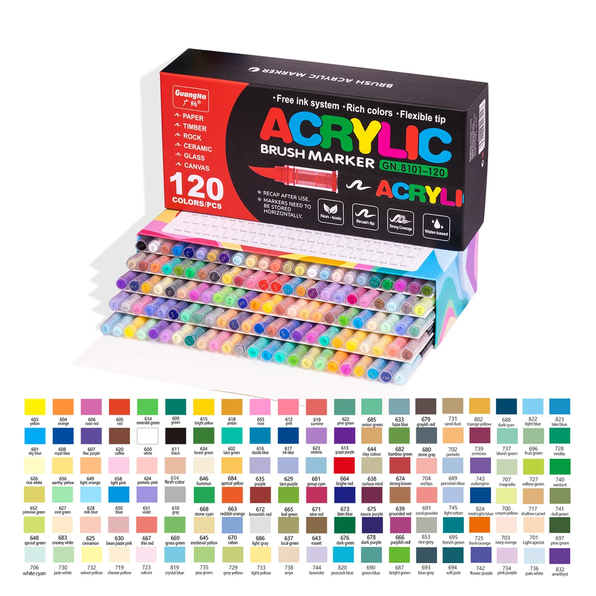 Waterproof Acrylic Paint Markers - Flexible Brush Tip Pens