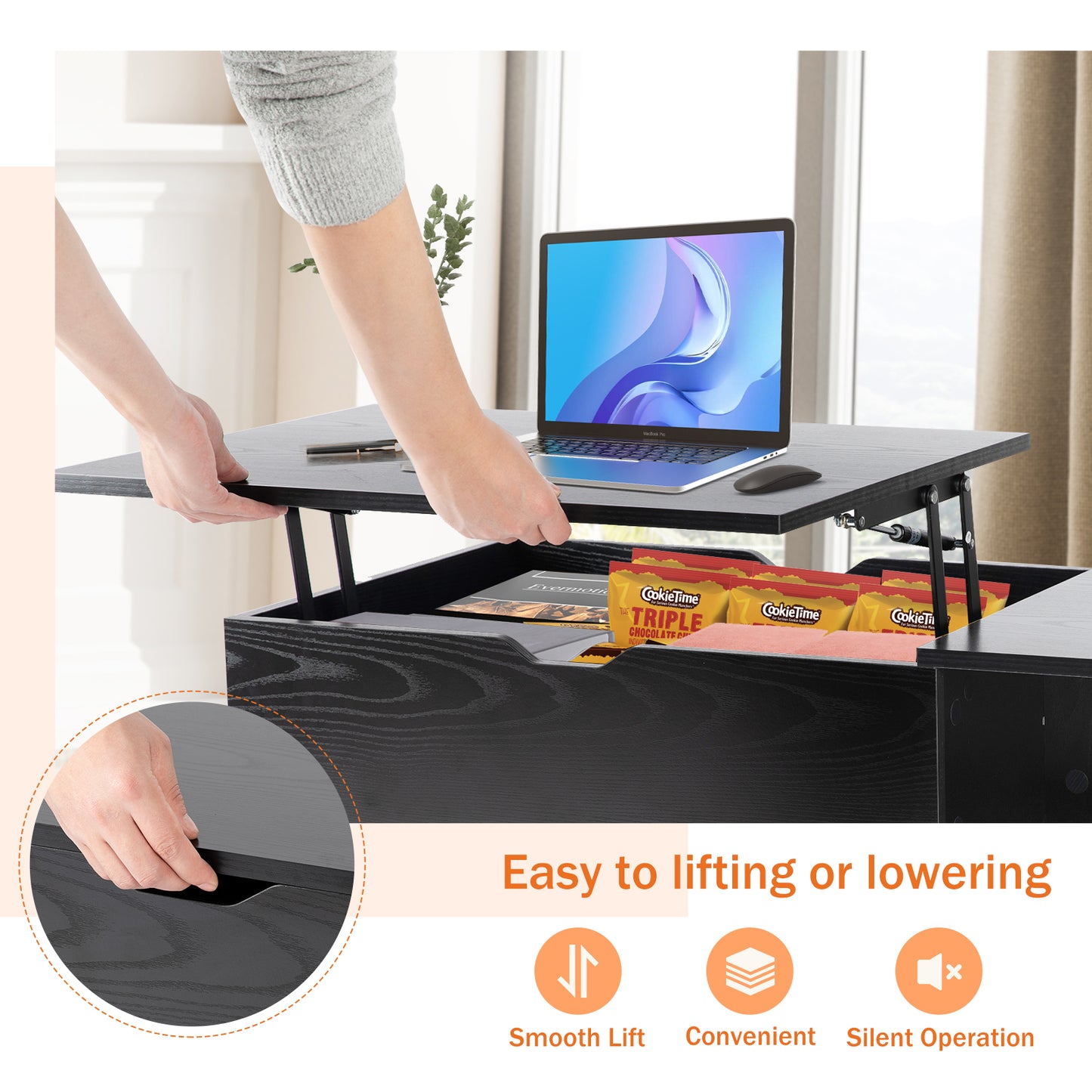 Adjustable Lift Top Coffee Table - Durable & Stylish by DUMOS