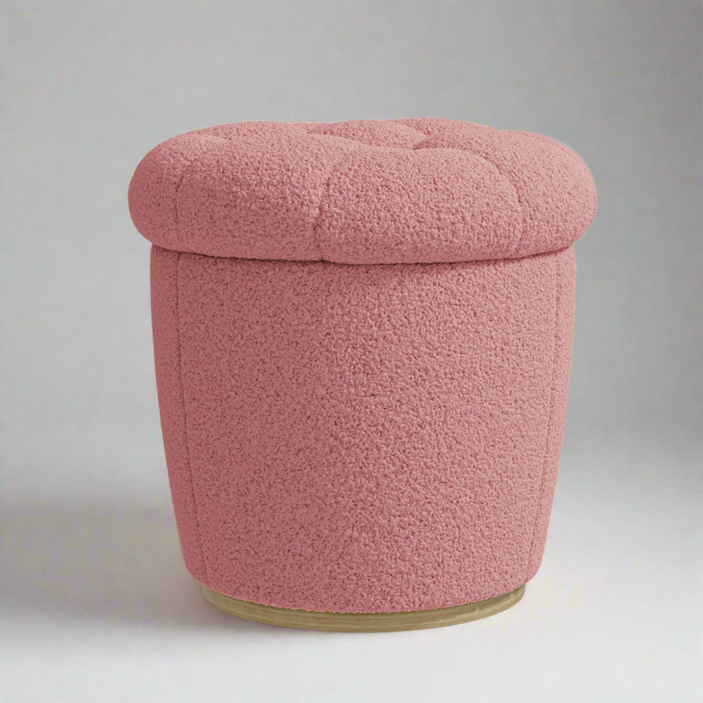 Pink Storage Ottoman: Lambswool Footrest & Vanity Stool