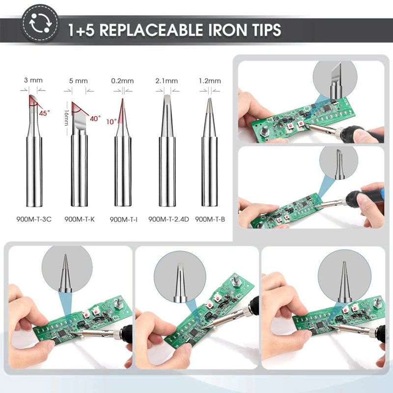 Adjustable Temp 60W Soldering Iron Kit - Beginner Friendly