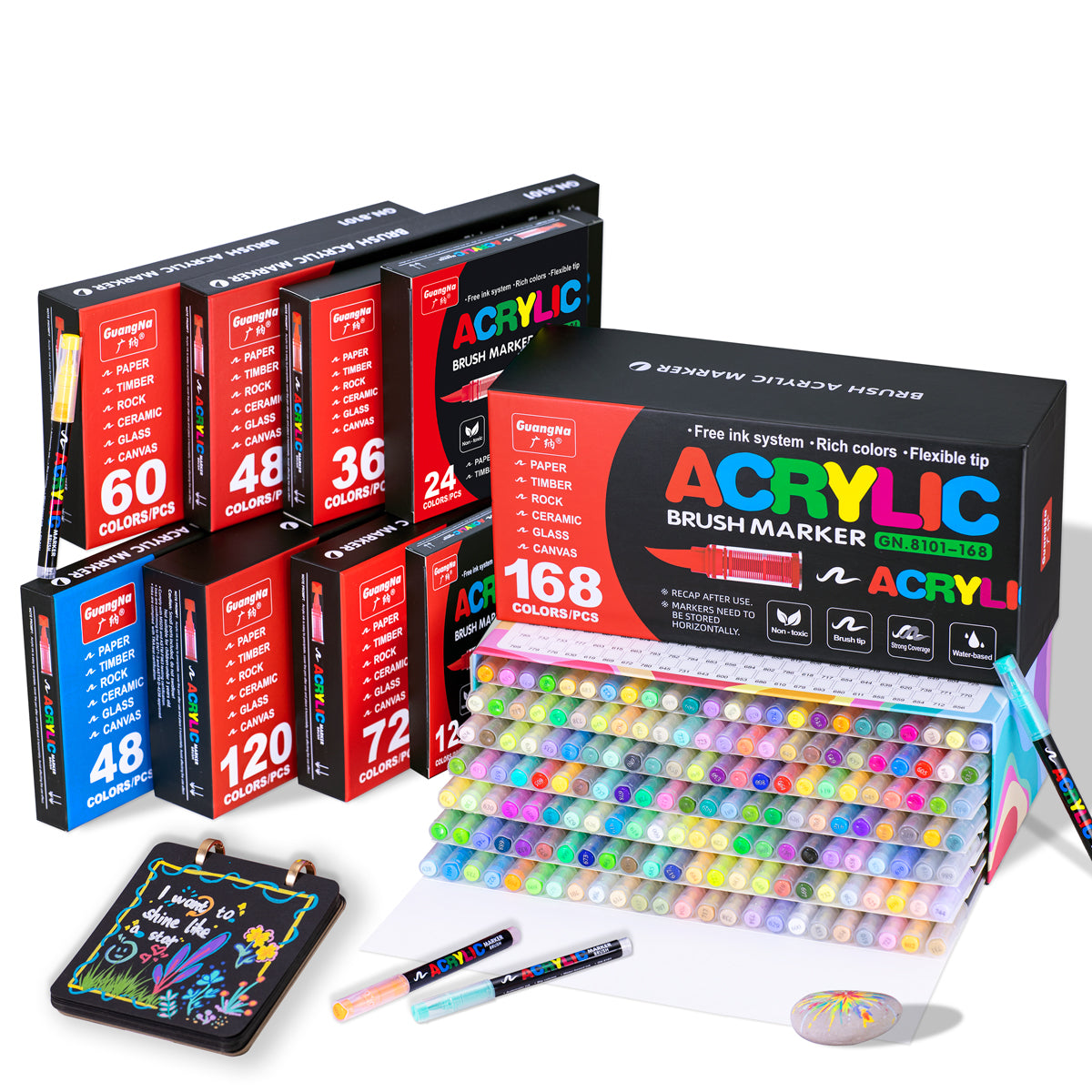 Waterproof Acrylic Paint Markers - Flexible Brush Tip Pens