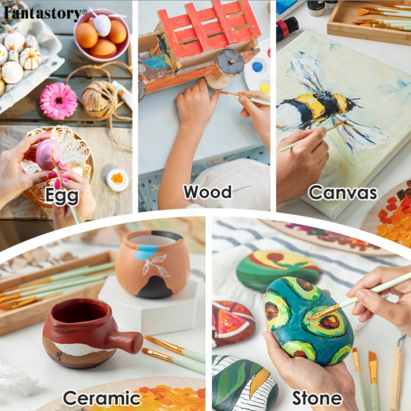 Professional Acrylic Paint Set: 28 Colors + 12 Brushes
