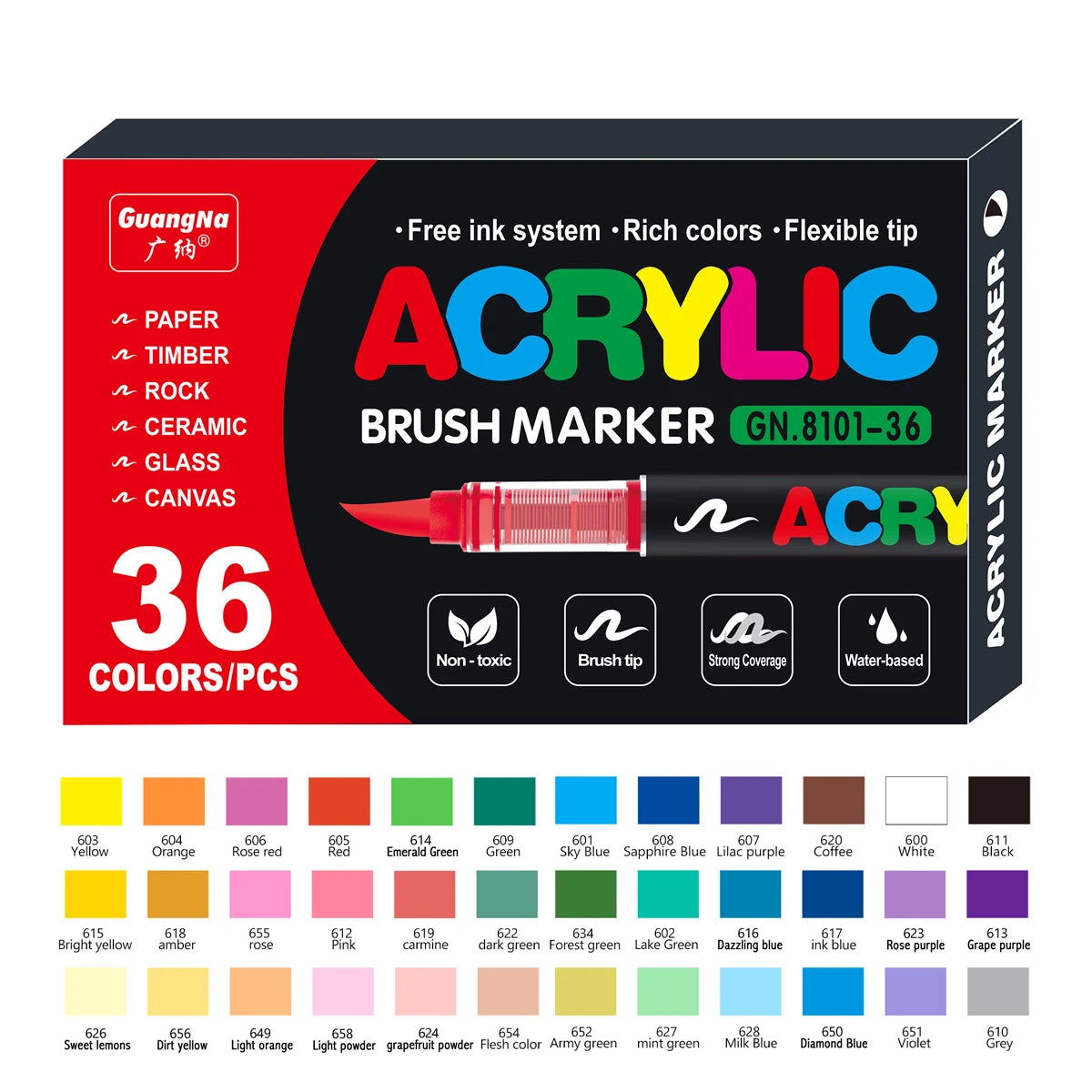 Waterproof Acrylic Paint Markers - Flexible Brush Tip Pens