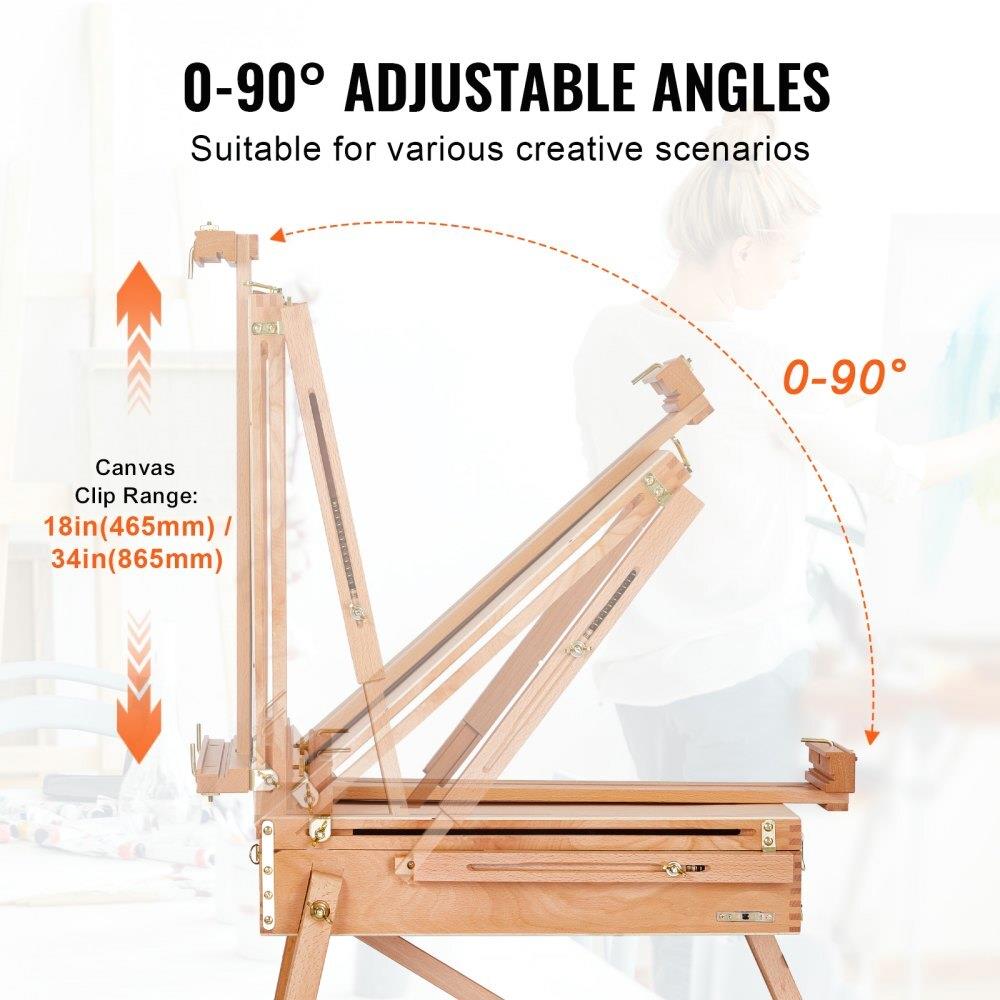 Beechwood French Easel: Foldable, Portable with Storage Drawer