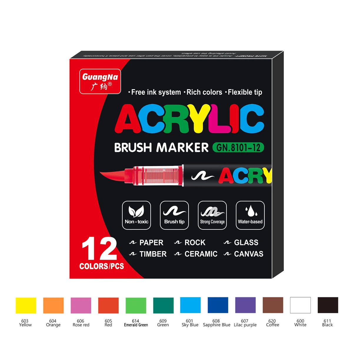 Waterproof Acrylic Paint Markers - Flexible Brush Tip Pens