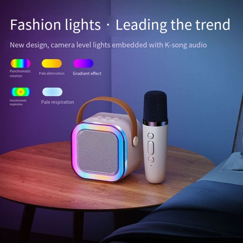 Wireless Karaoke Speaker Dual Mic RGB Lights Family Fun