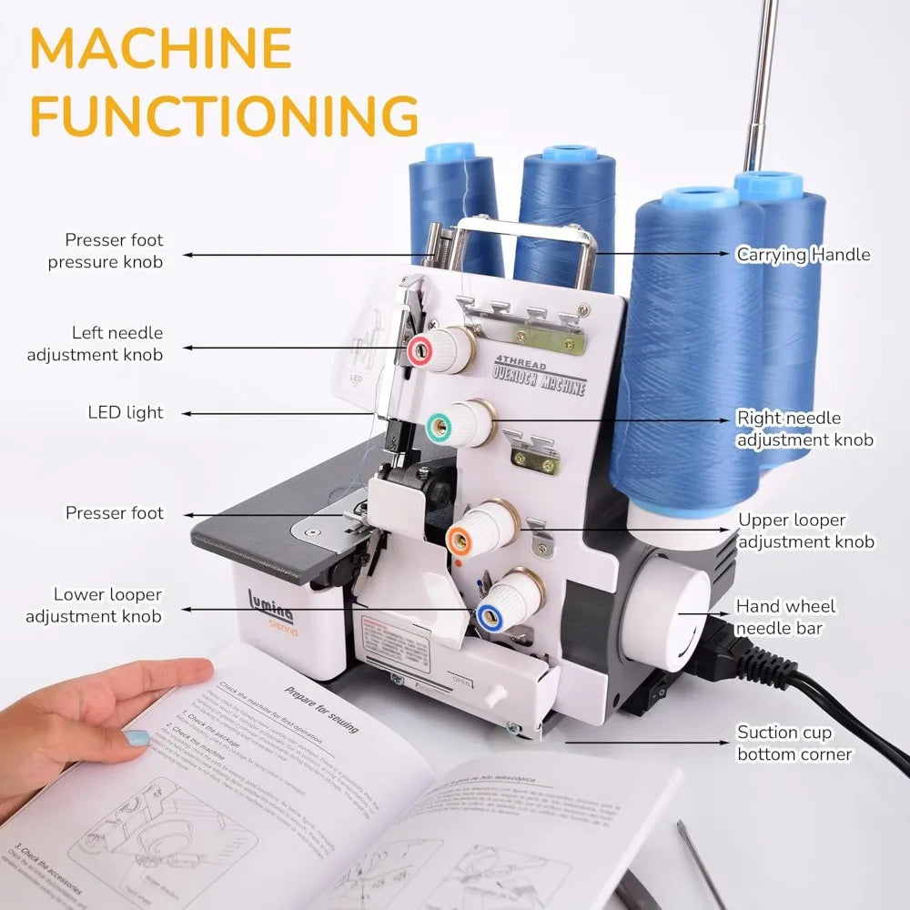 Industrial Serger Sewing Machine - Sienna Overlock with LED Light