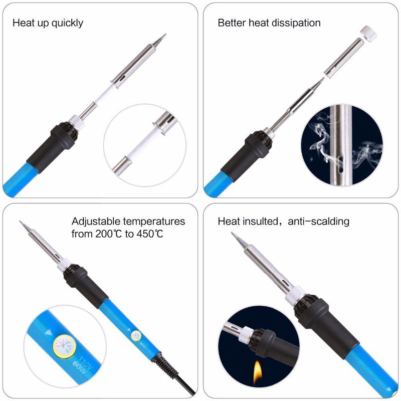 Adjustable Temp 60W Soldering Iron Kit - Beginner Friendly