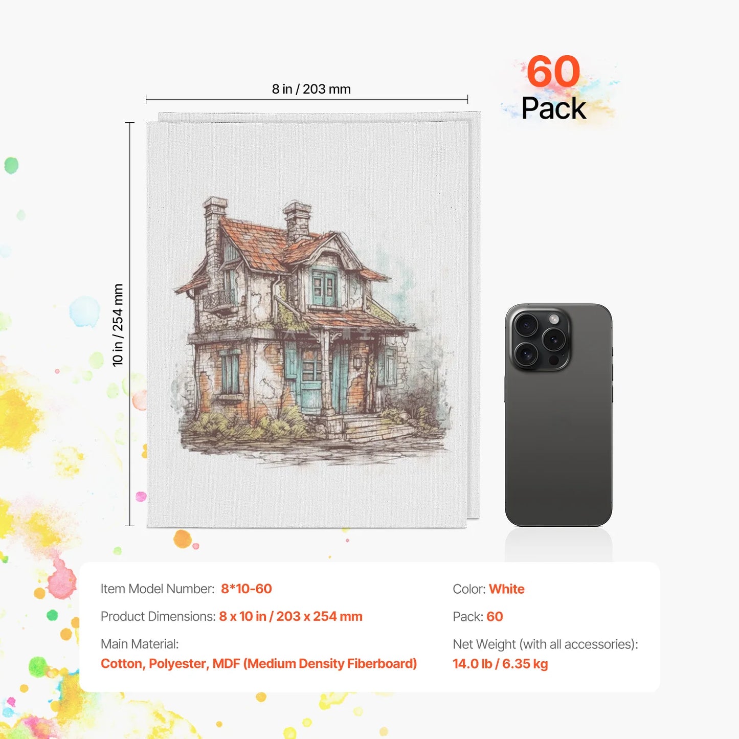 Painting Canvases - Ideal for Acrylic, Oil & Watercolor