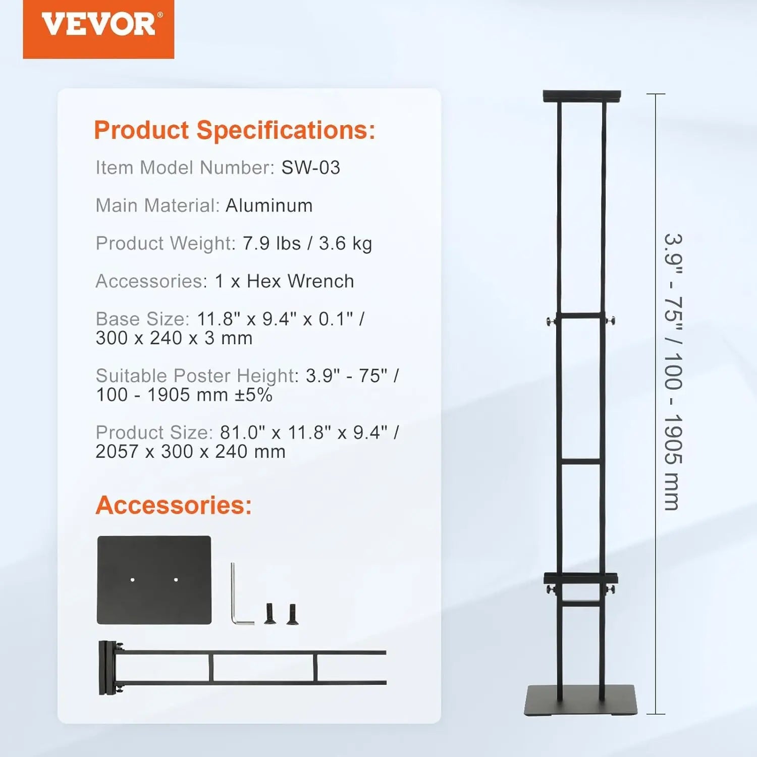 Adjustable Poster Stand 75" Dual-Sided Heavy Duty Sign Holder
