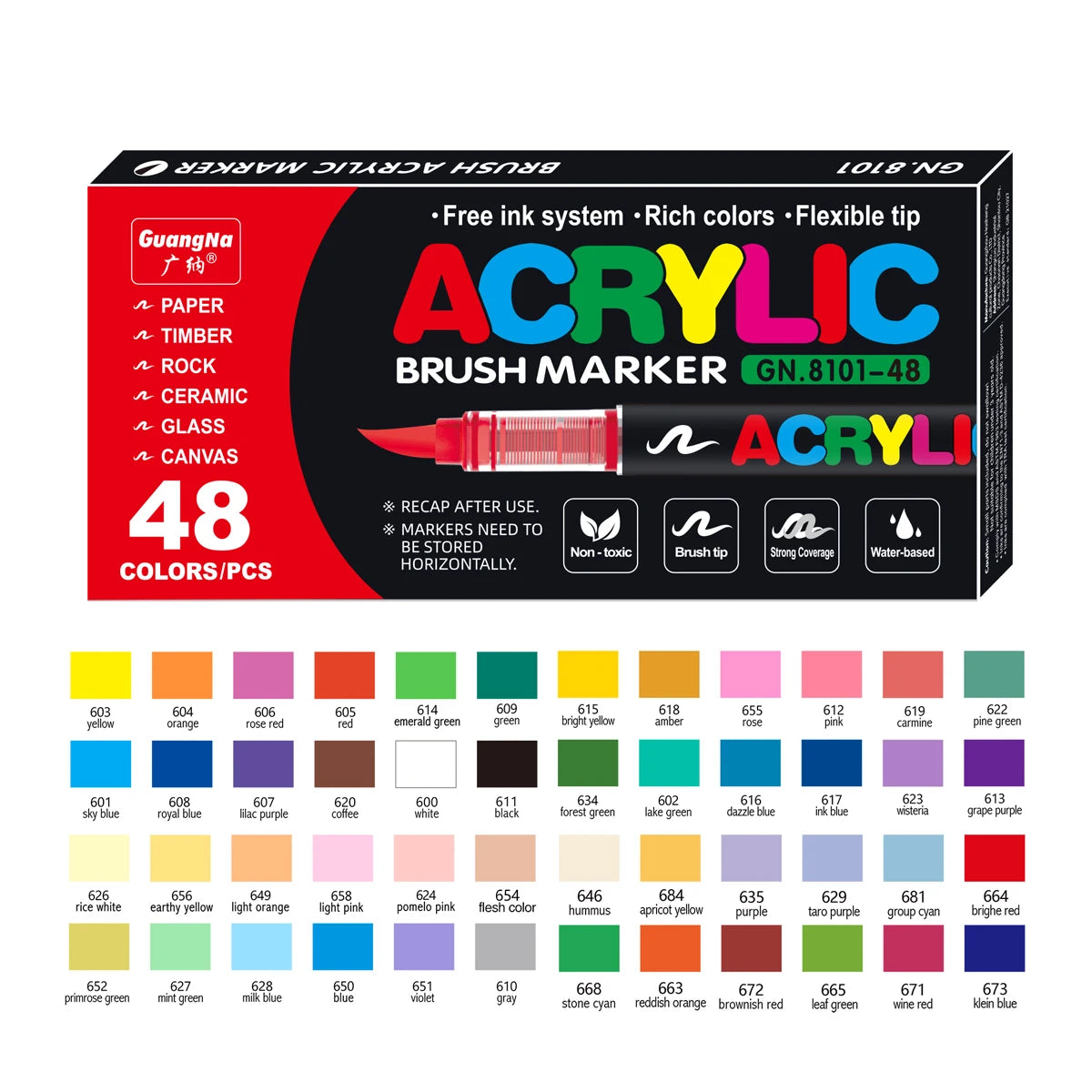 Waterproof Acrylic Paint Markers - Flexible Brush Tip Pens