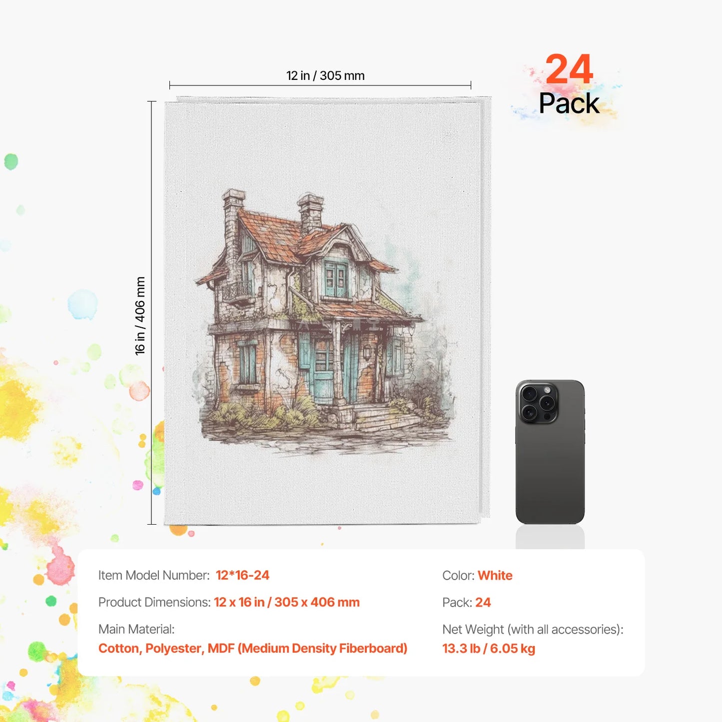 Painting Canvases - Ideal for Acrylic, Oil & Watercolor