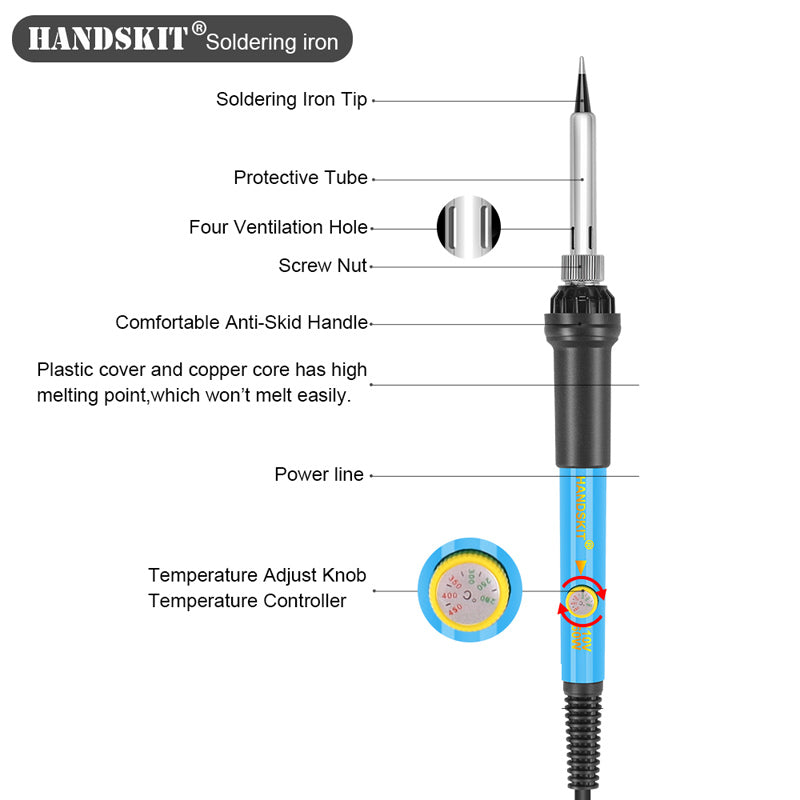 Adjustable Temp 60W Soldering Iron Kit - Beginner Friendly
