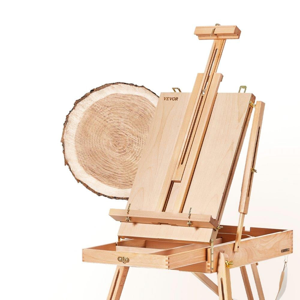 Beechwood French Easel: Foldable, Portable with Storage Drawer