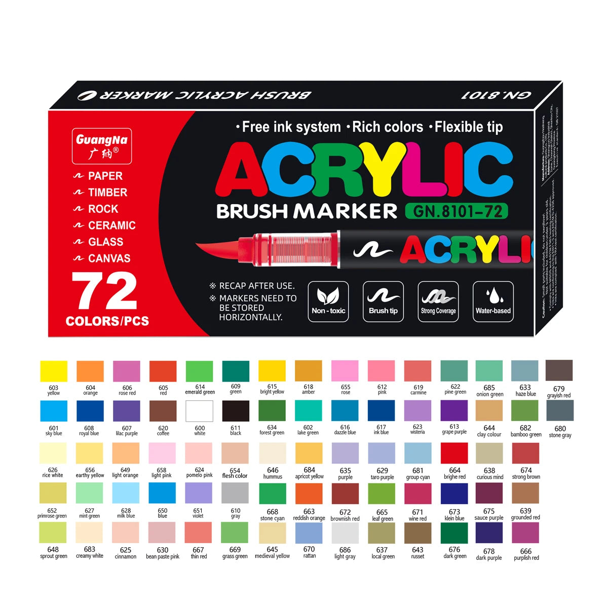 Waterproof Acrylic Paint Markers - Flexible Brush Tip Pens