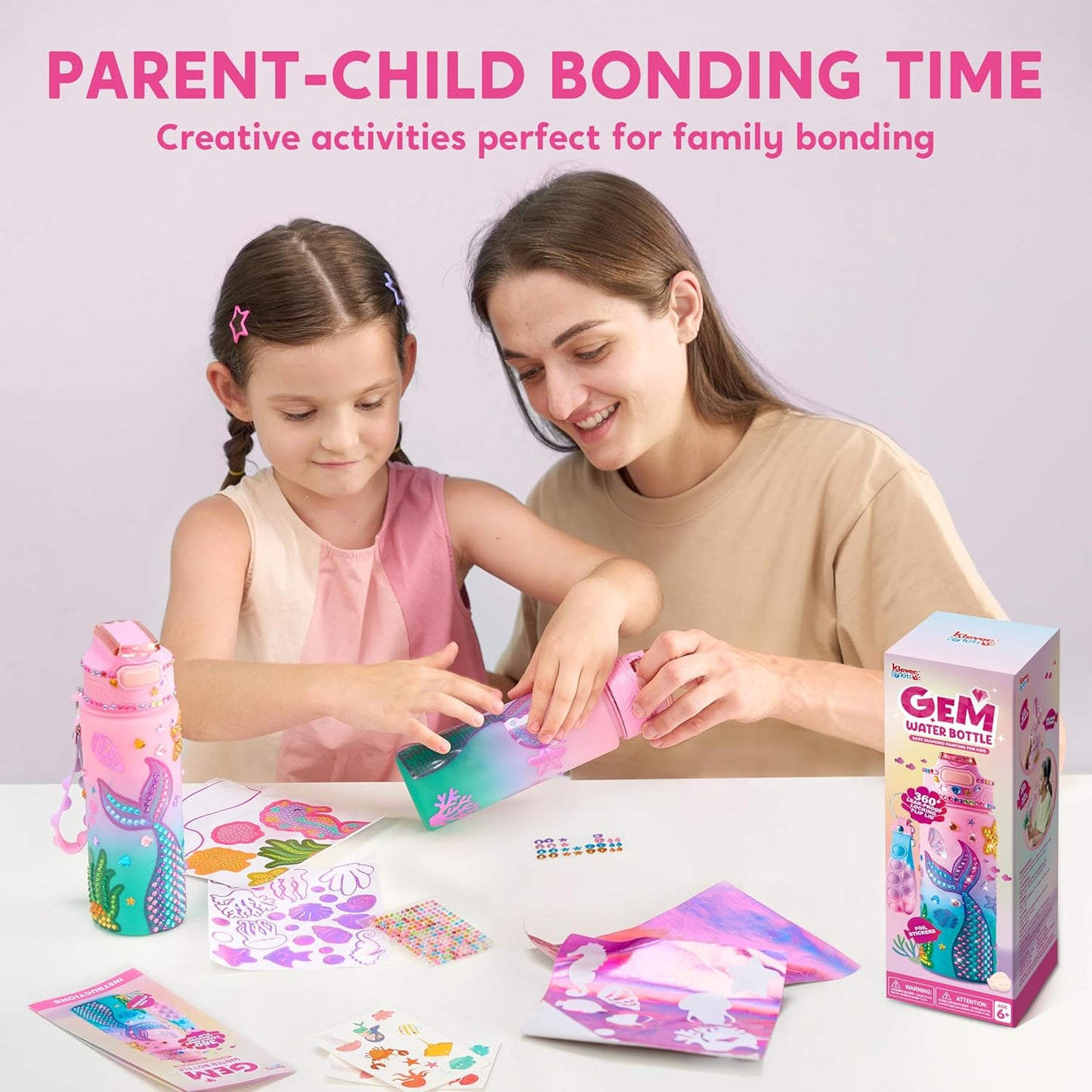 Mermaid DIY Water Bottle Kit - Gem Painting Crafts for Girls