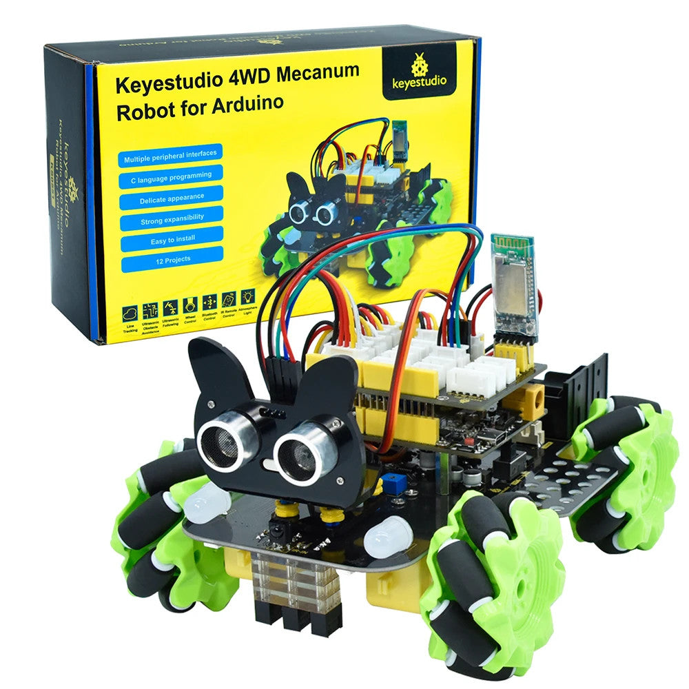 DIY Robot Car Kit: Arduino-Compatible Keyestudio Mecanum STEM Smart 4WD Robot Kit