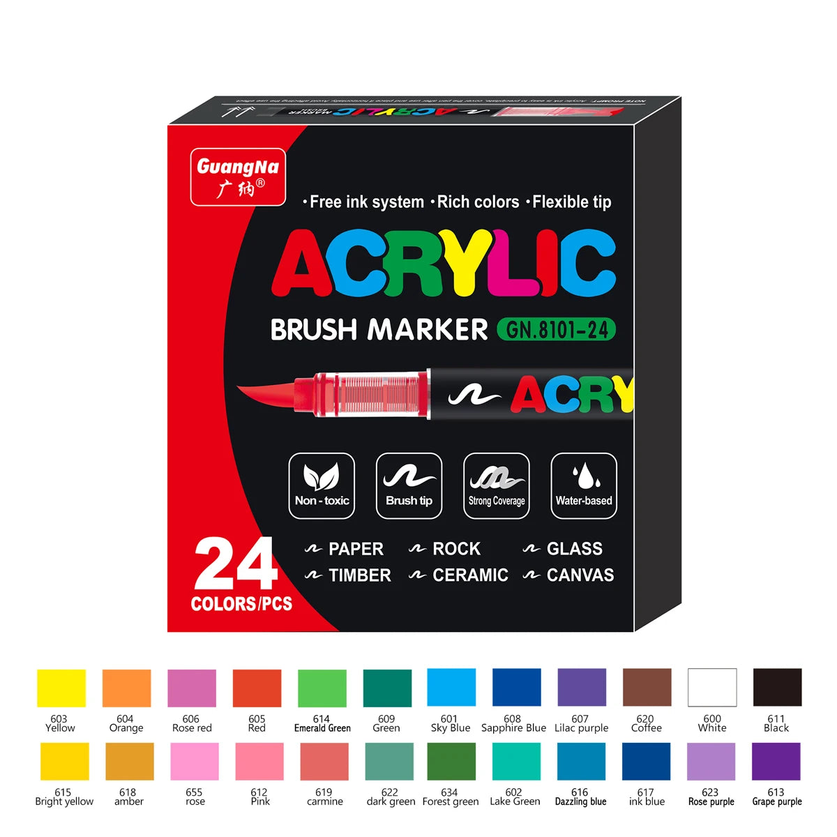 Waterproof Acrylic Paint Markers - Flexible Brush Tip Pens