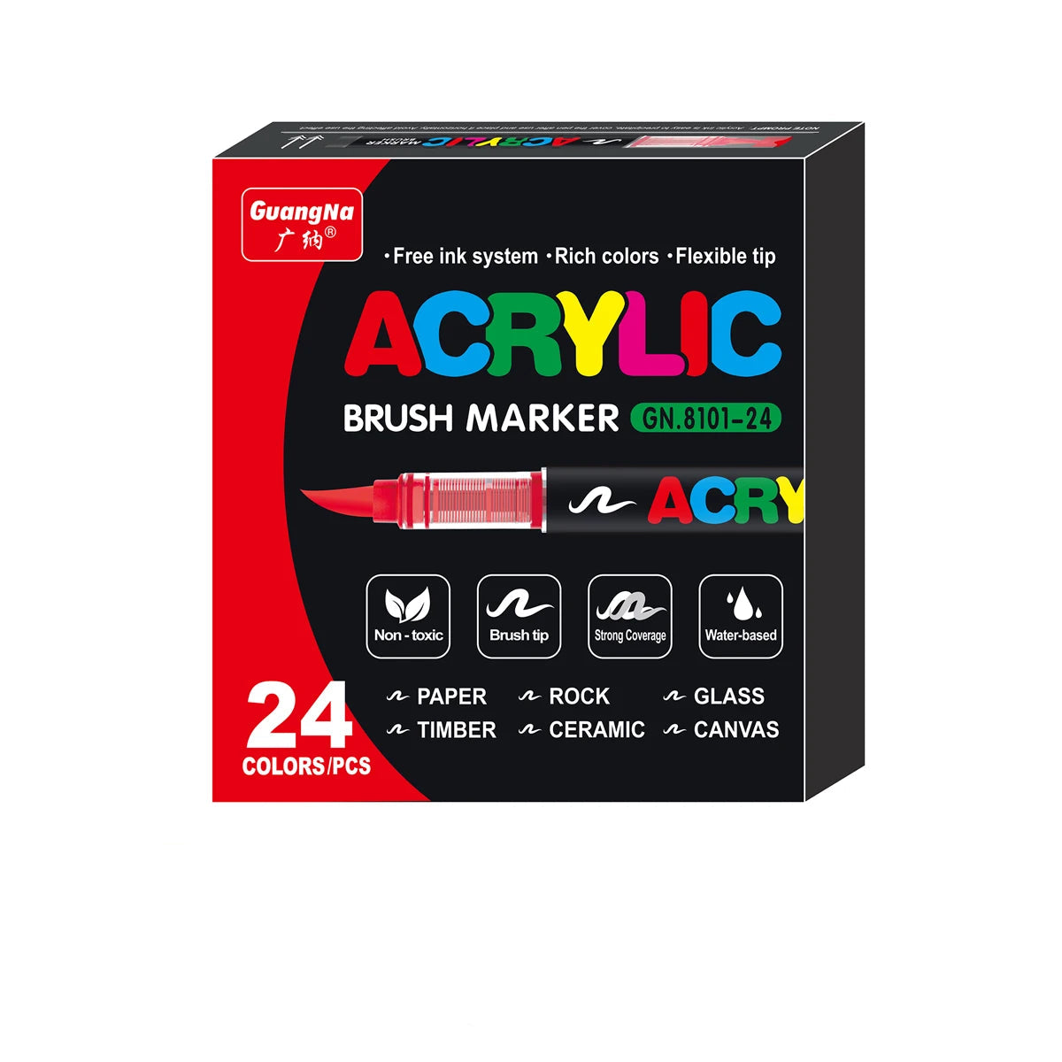 Waterproof Acrylic Paint Markers - Flexible Brush Tip Pens