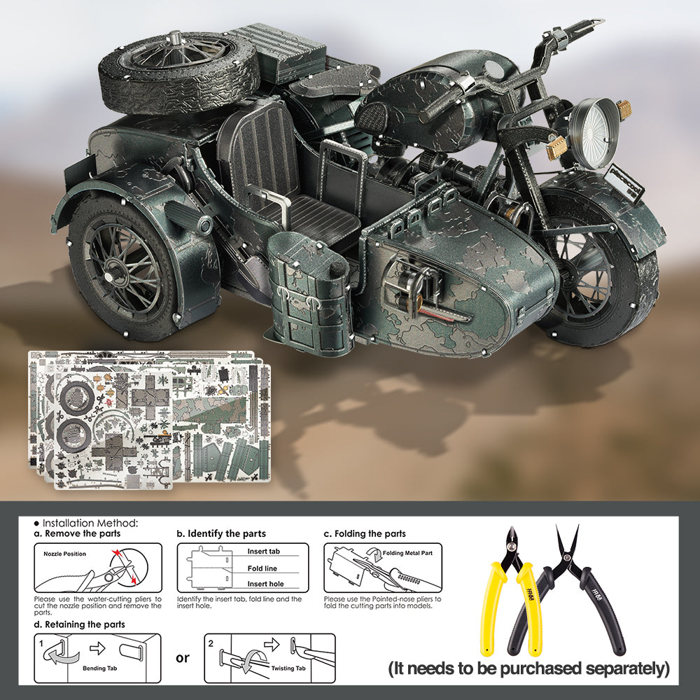 3D Metal Puzzles Motorcycle Kit - Piececool DIY Model Toy