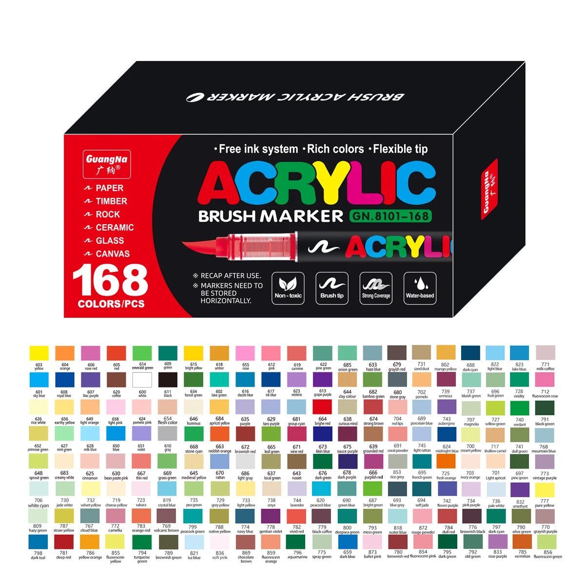 Waterproof Acrylic Paint Markers - Flexible Brush Tip Pens