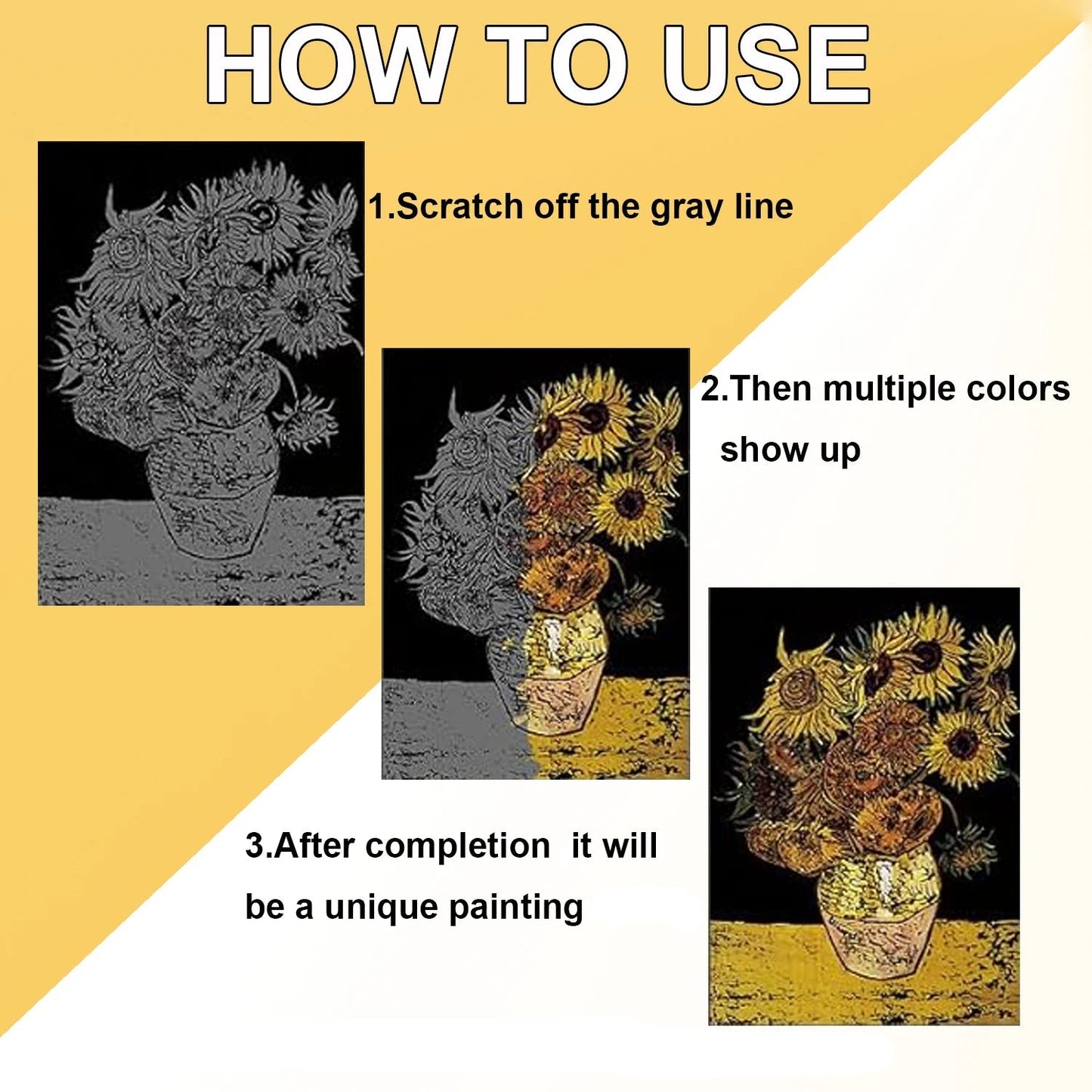 Van Gogh Scratch Art Set - 4Pcs DIY Sketch Cards for All Ages