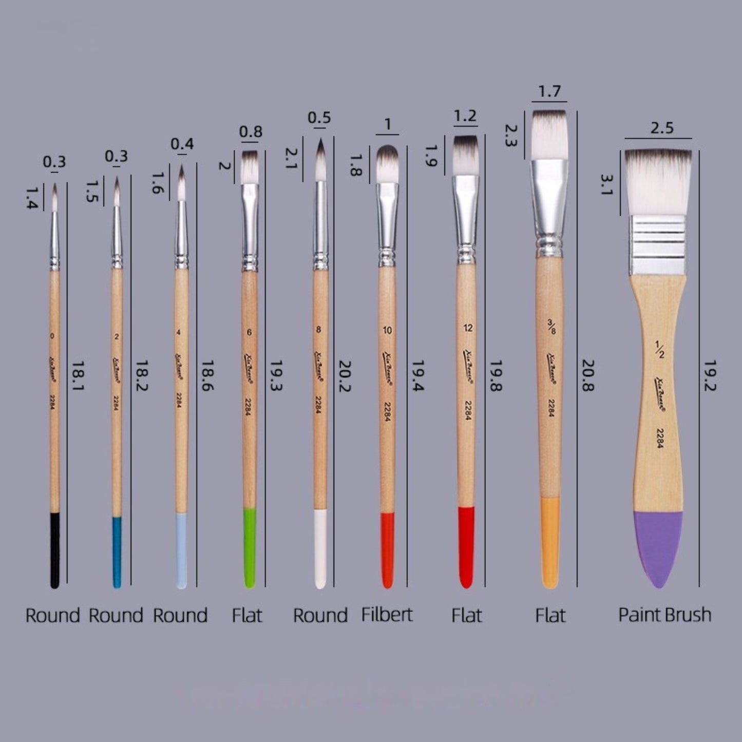 Nylon Brush Set for Watercolor, Acrylic & Oil Painting