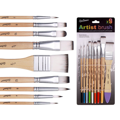 Nylon Brush Set for Watercolor, Acrylic & Oil Painting
