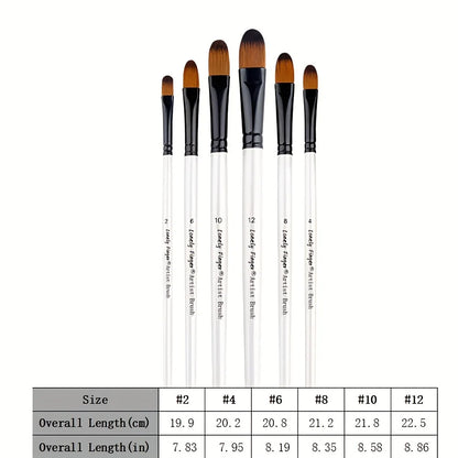 Artist Paint Brushes Set - 6pcs for Acrylic, Oil, Watercolor