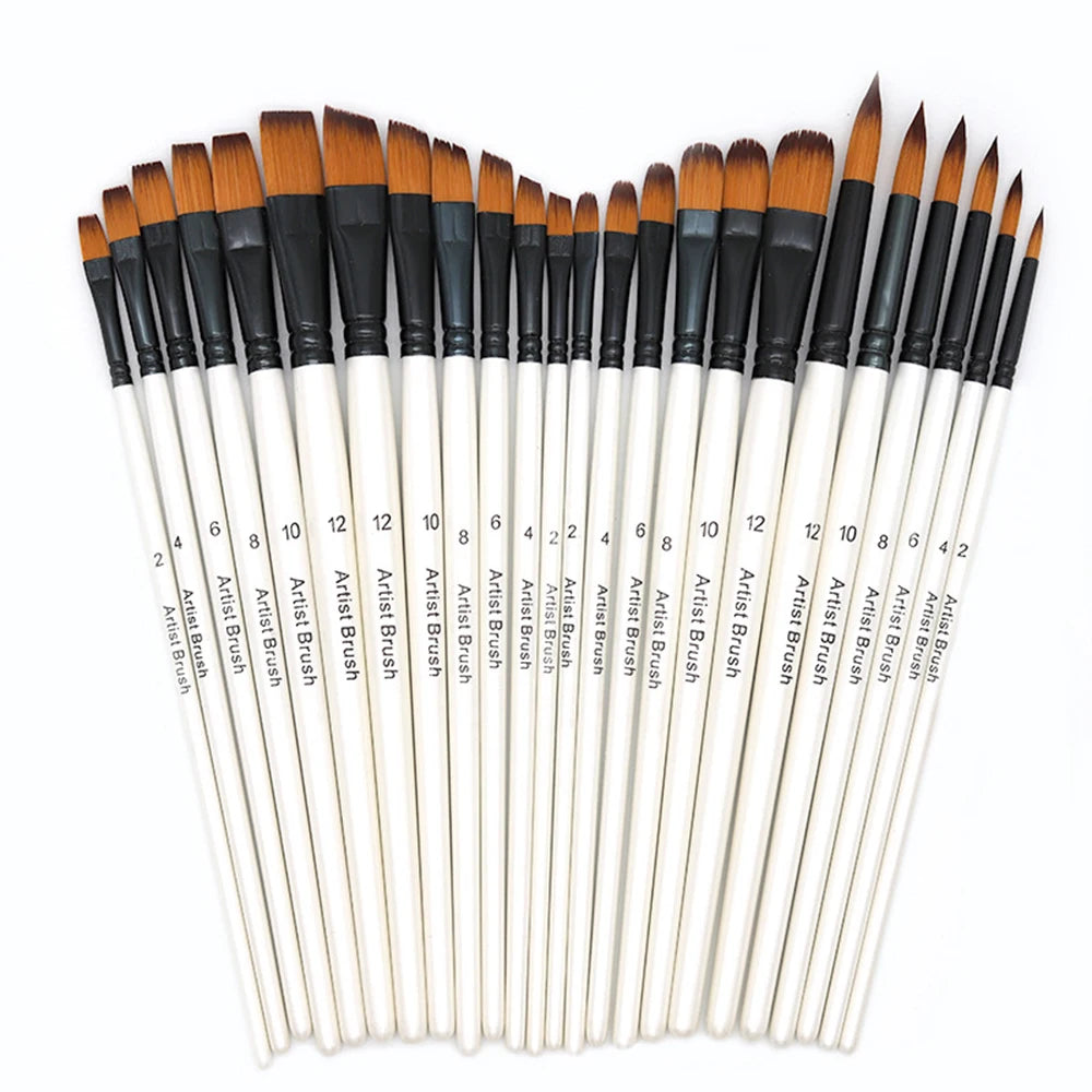Artist Paint Brushes Set - 6pcs for Acrylic, Oil, Watercolor