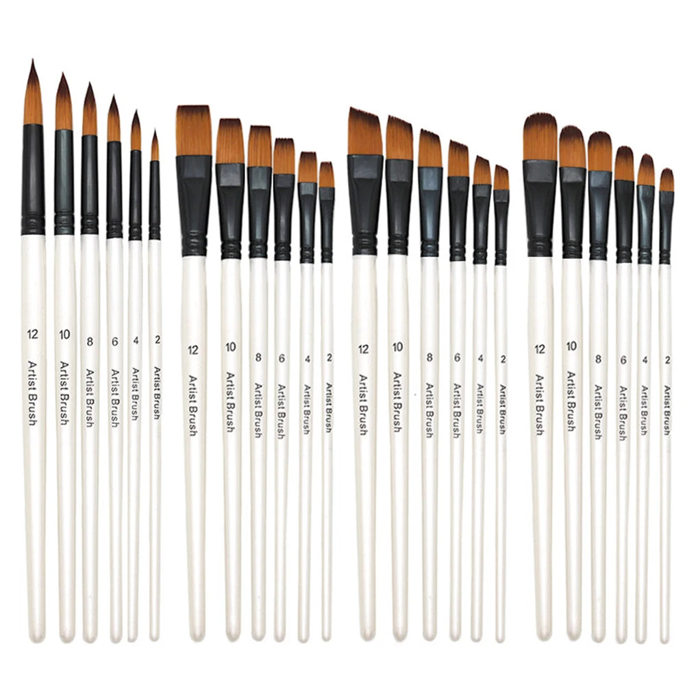 Artist Paint Brushes Set - 6pcs for Acrylic, Oil, Watercolor