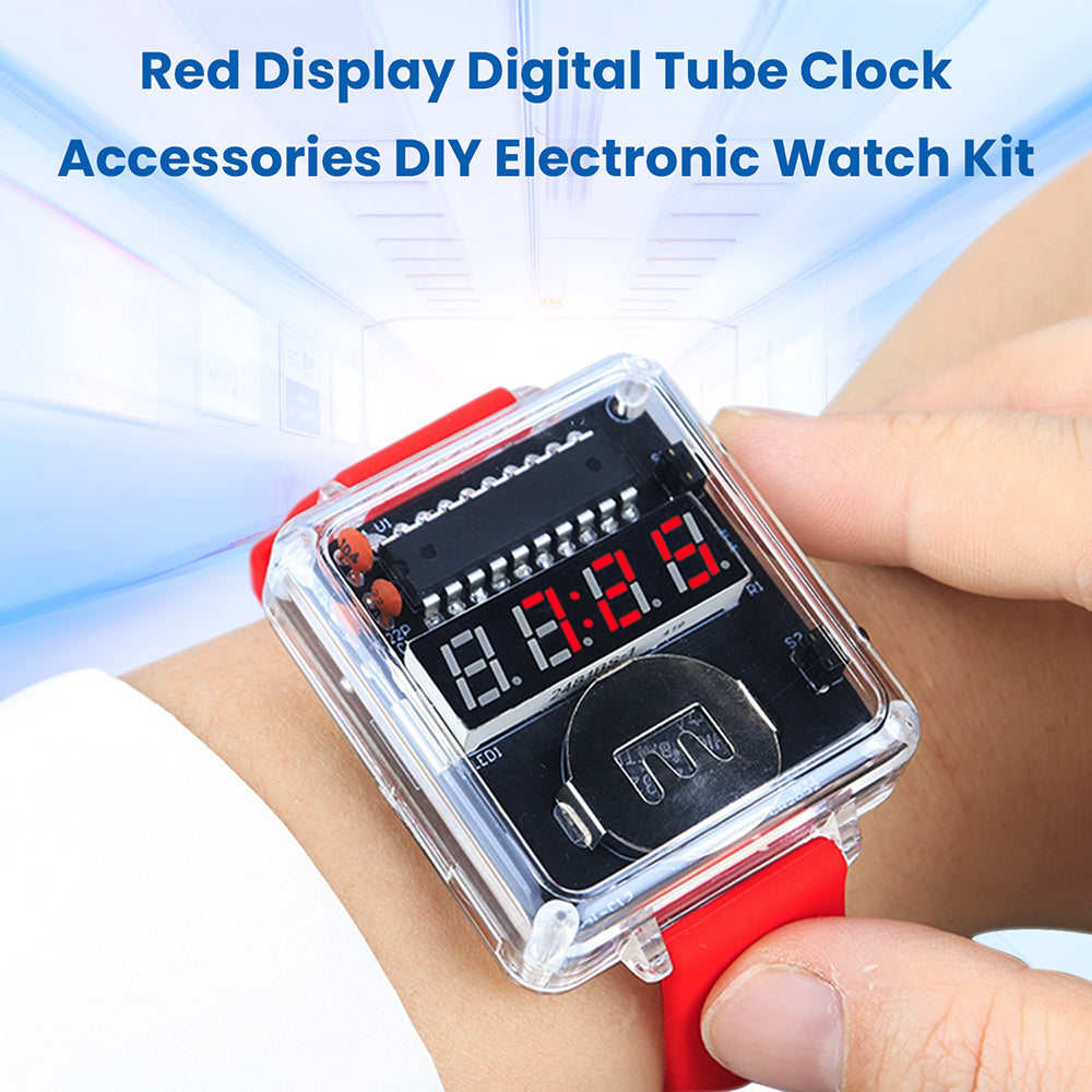 DIY LED Watch Kit - Transparent Red Display Soldering Fun