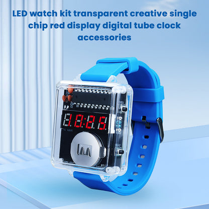 DIY LED Watch Kit - Transparent Red Display Soldering Fun