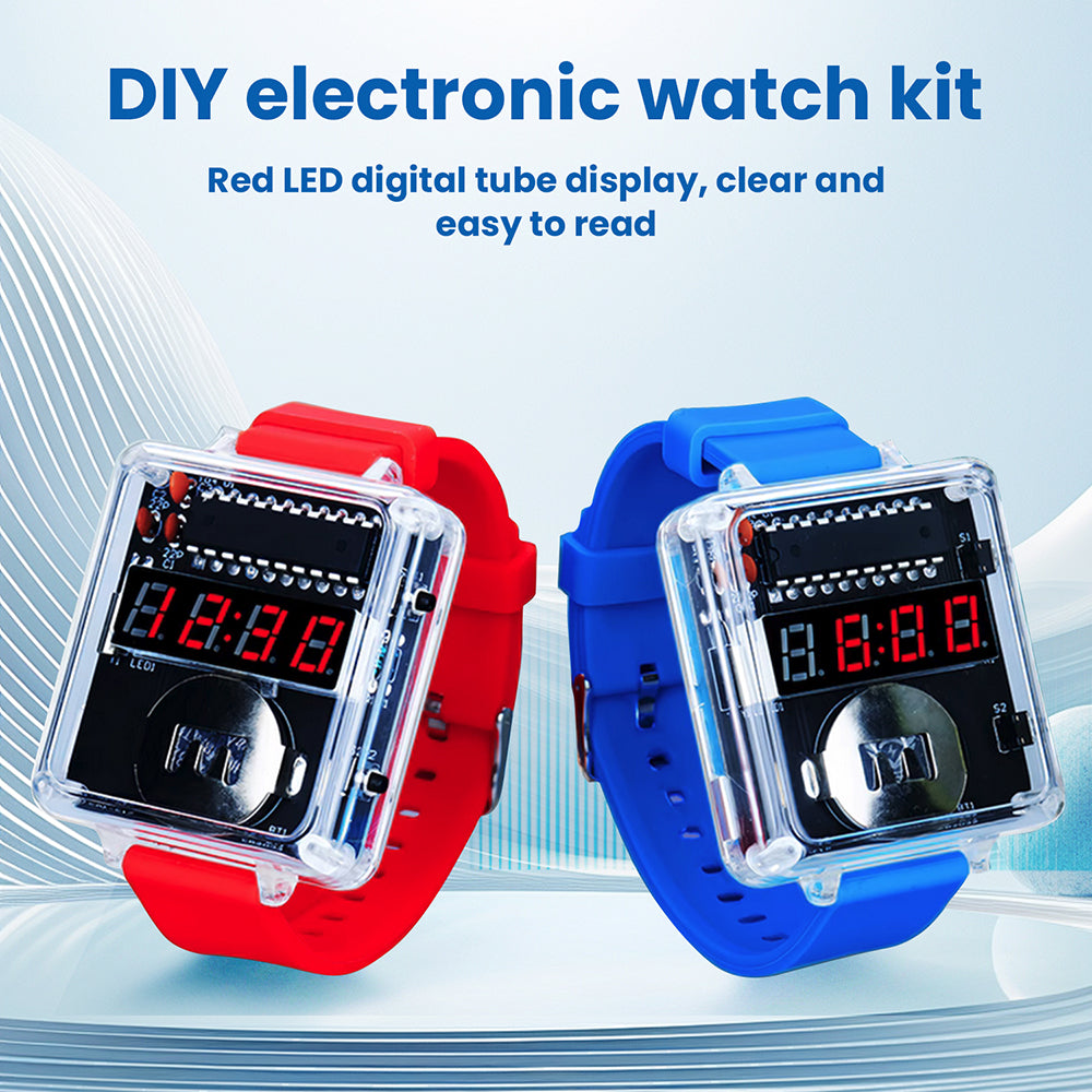 DIY LED Watch Kit - Transparent Red Display Soldering Fun