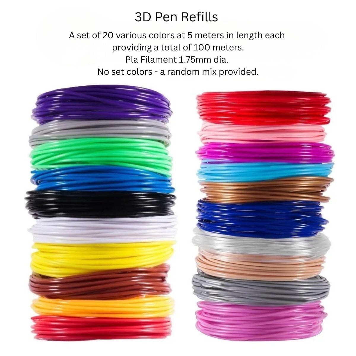 PLA 3D Pen Filament Refills - 20 Colors