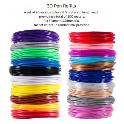 PLA 3D Pen Filament Refills - 20 Colors