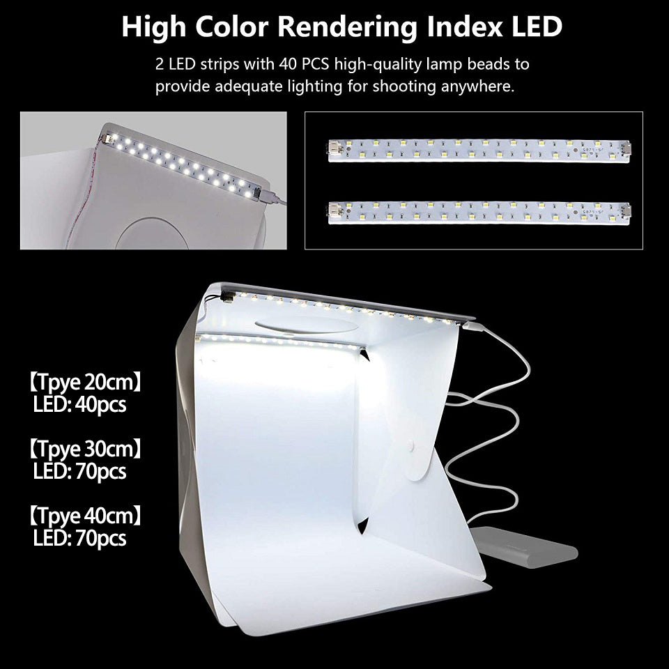 Folding Lightbox Studio: Portable LED Photo Tent Kit