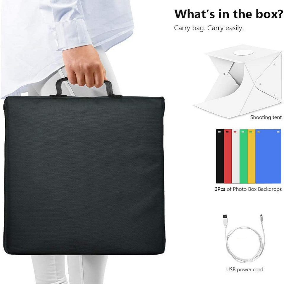 Folding Lightbox Studio: Portable LED Photo Tent Kit