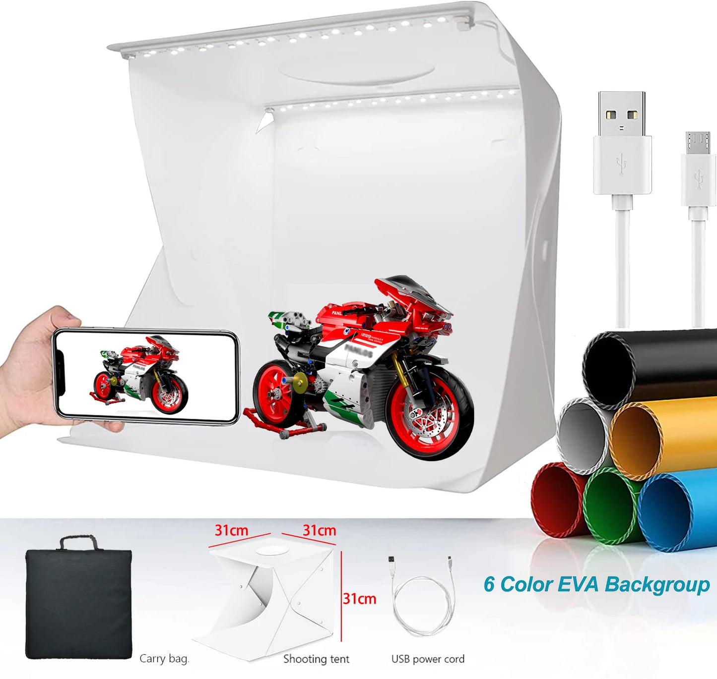 Folding Lightbox Studio: Portable LED Photo Tent Kit
