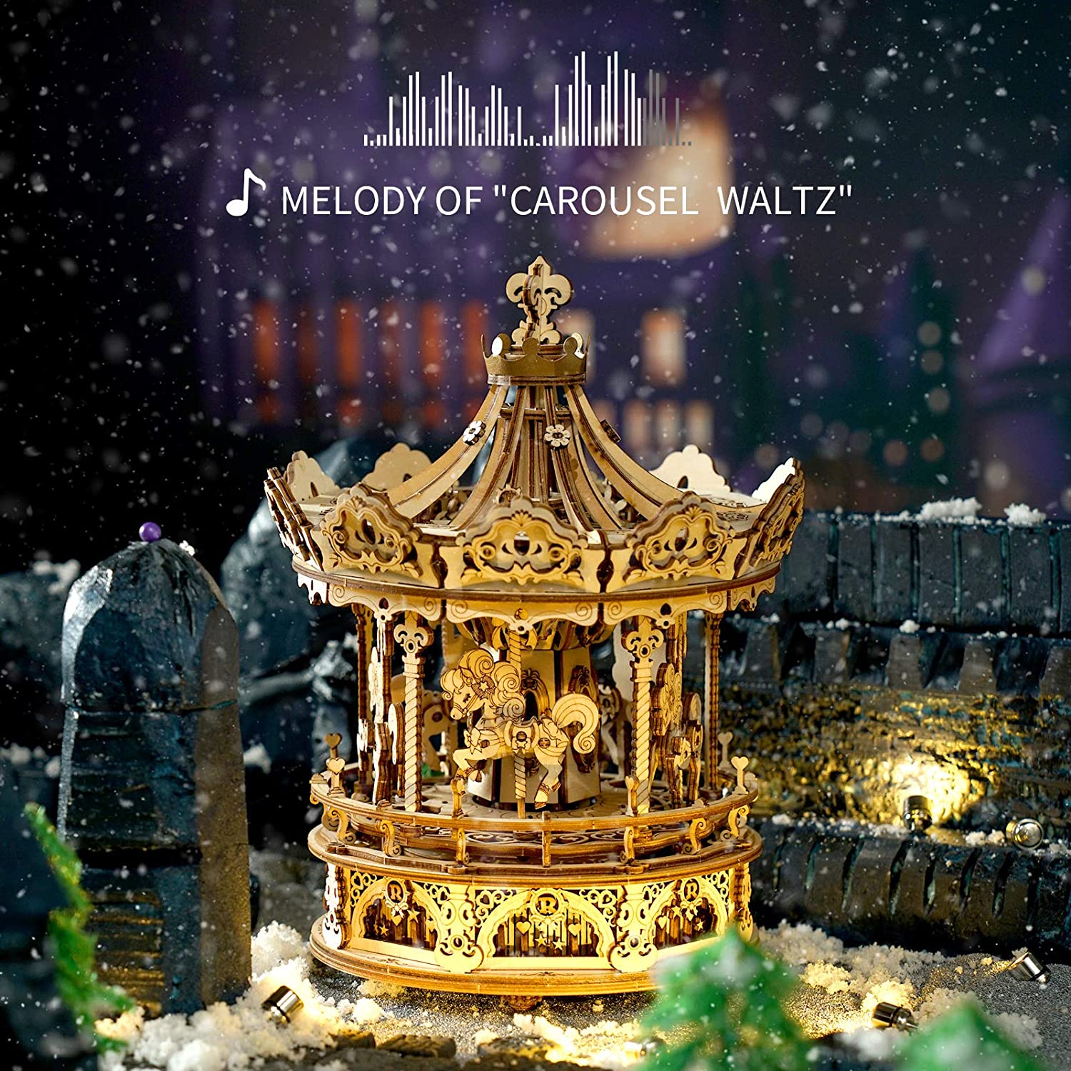 3D Wooden Puzzle Carousel