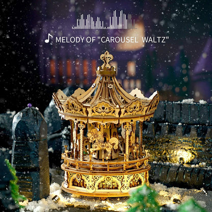 3D Wooden Puzzle Carousel