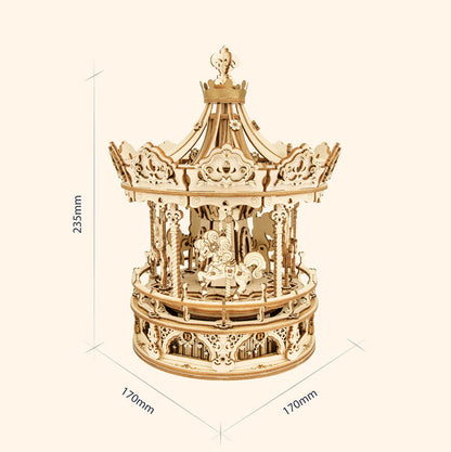 Wooden 3D Puzzle Carousel Music Box